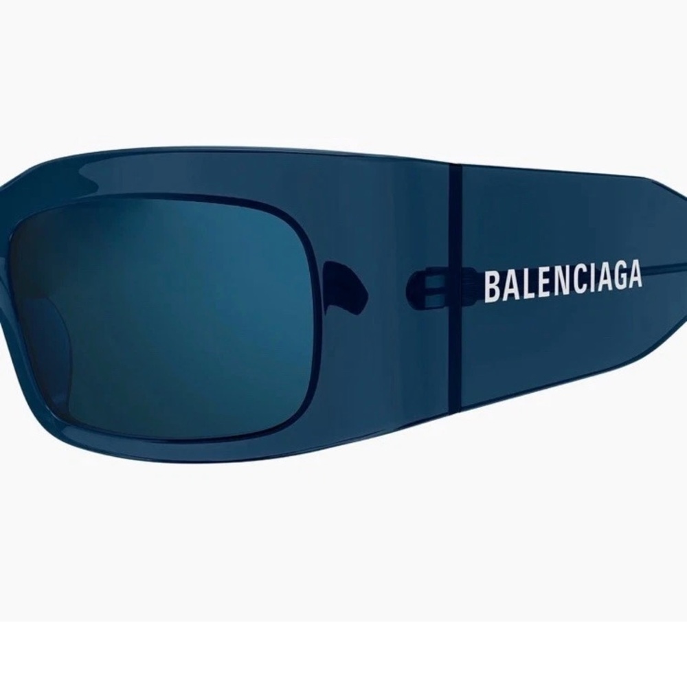 BALENCIAGA Blue Mirrored Geometric Unisex Sunglass BB0328S 004 New no case .R14A - Picture 4 of 10